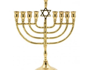 Menorá 9-Rama para Hanukah, portavelas judías, Menorá Kosher de alta calidad hecho en Israel. Regalo judaico.