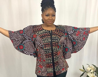 Beaded Ankara blouse