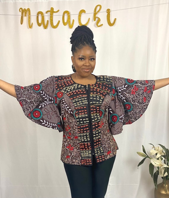 Beaded Ankara Blouse Etsy Canada