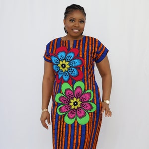 Beautiful Yellow Orange Flower Stone Patch Work Dress main image 1