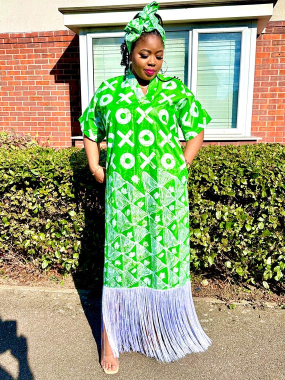 Julia African print dress with scarf