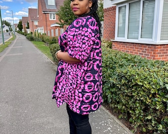 Ola purple African print blouse with head band