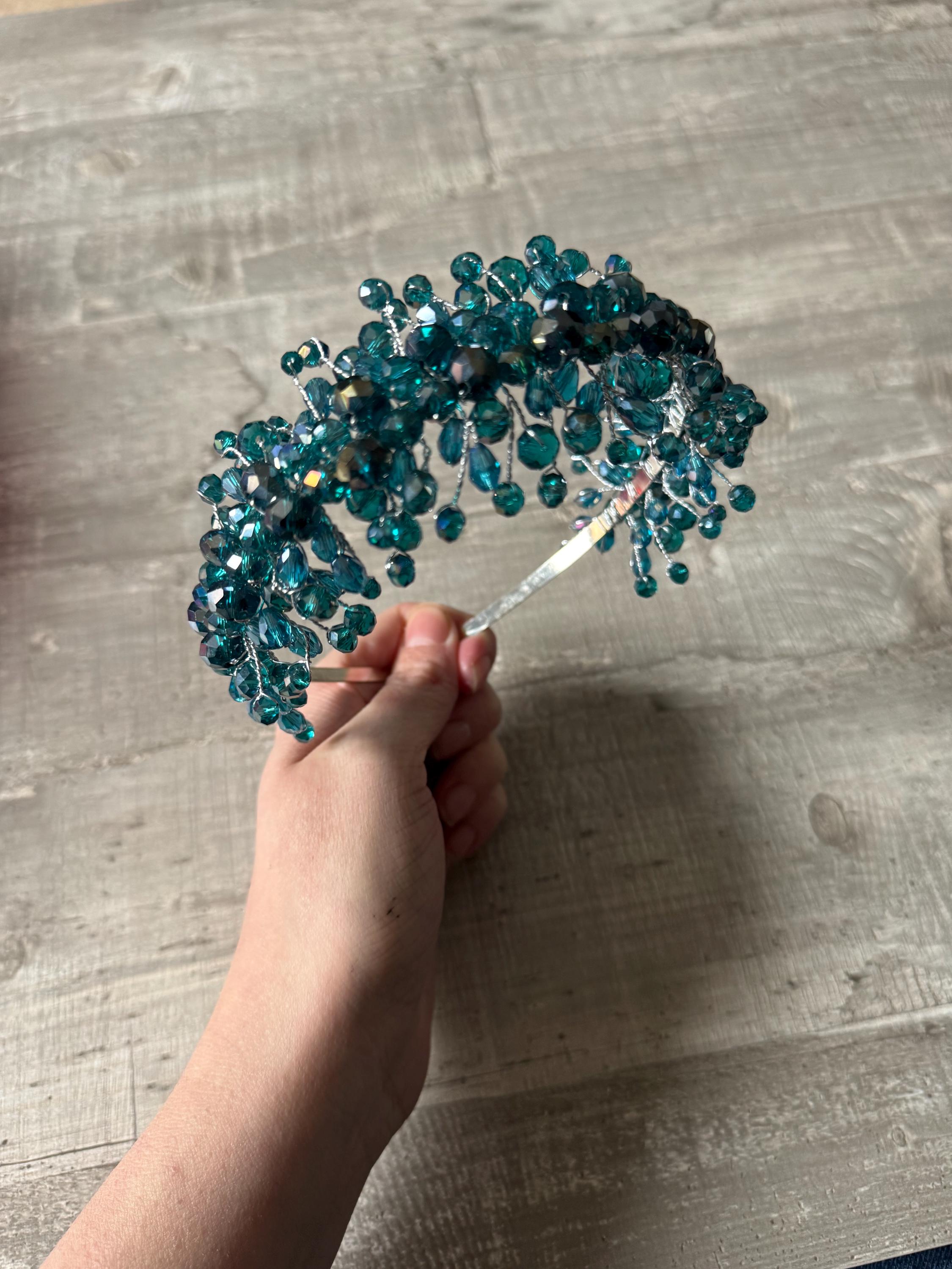 Teal Beaded Headband - Etsy