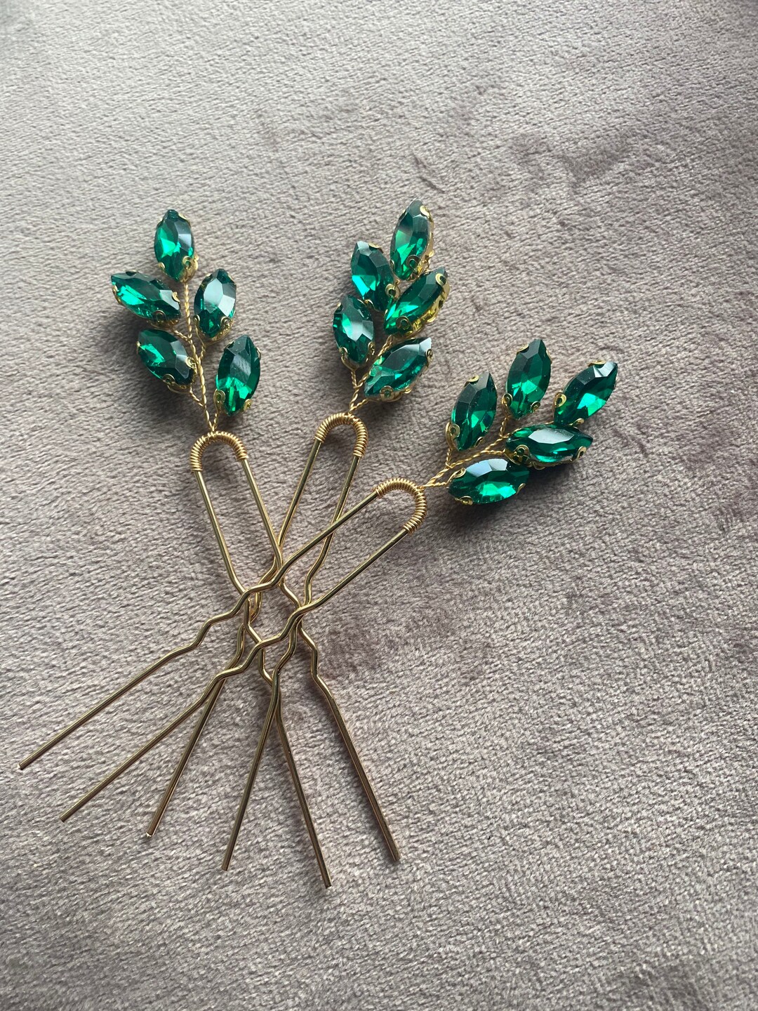 Emerald Green Hair Pins Etsy