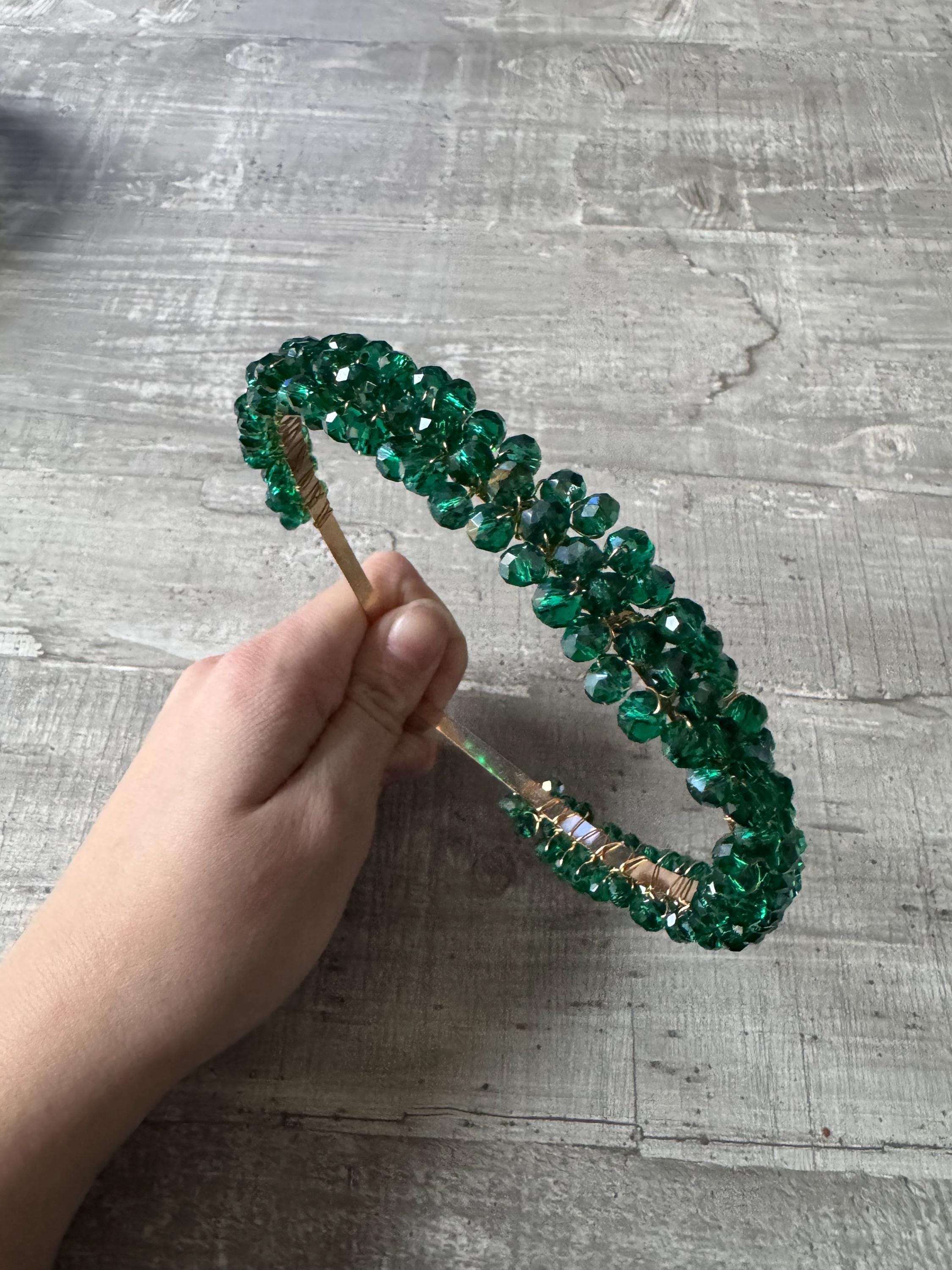 Green Beaded Headband - Etsy display picture 1