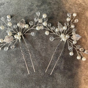 Silver leaf  hair pins, leaf hair pins