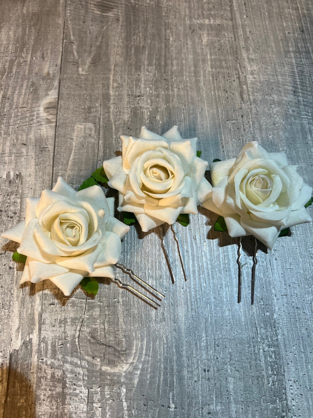 Cream Flower Hair Pins Etsy