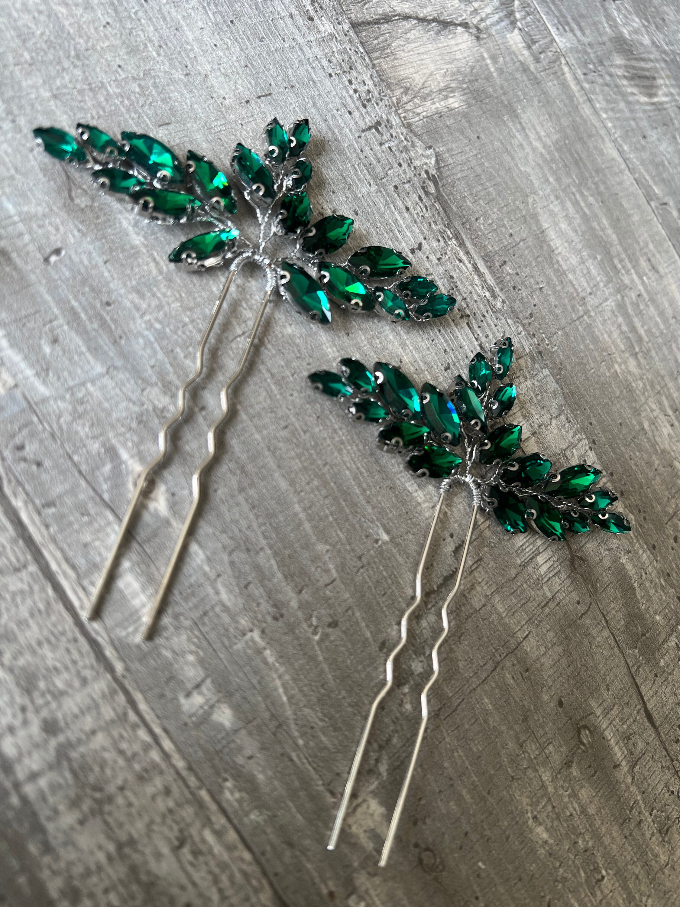 Emerald Green Hair Pins Etsy