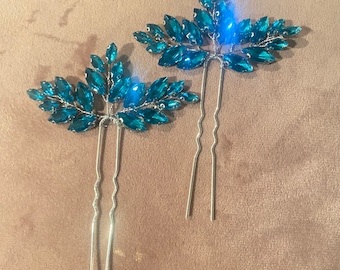 Blue hair pins