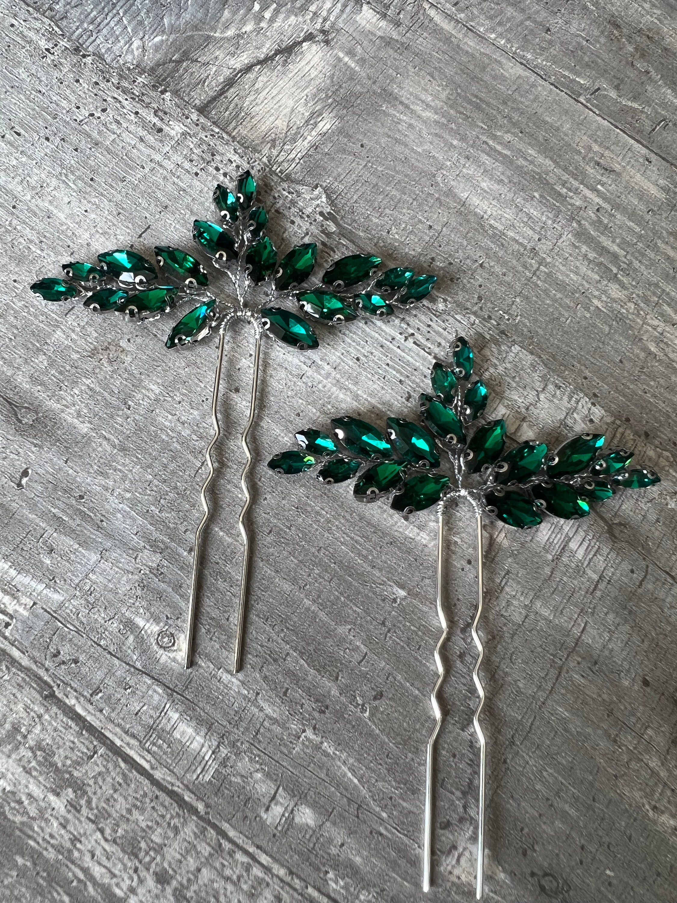Emerald Green Hair Pins Etsy