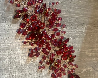 Red Hair Vine with gold wire