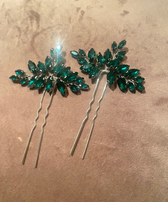 Emerald Green Hair Pins Etsy