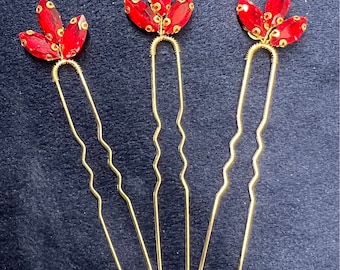 Red hair pins