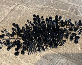 Midnight black glam hair comb accessory