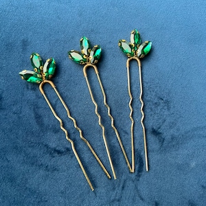 Emerald green hair pins
