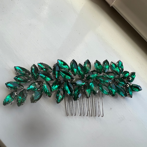 Emerald green hair comb (silver colour comb)