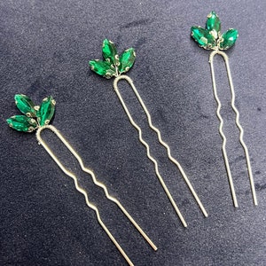 Forest green hair pins