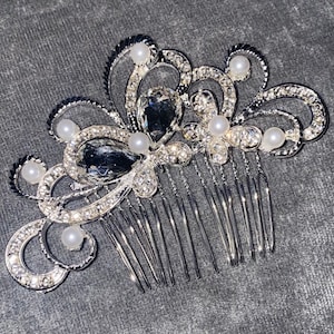 Silver hair comb, wedding hair comb