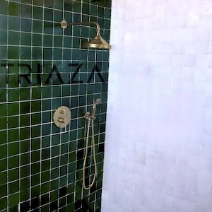 Antique Unlacquered Brass Shower System, Rainfall Shower Head, Handheld Shower with customizable handles