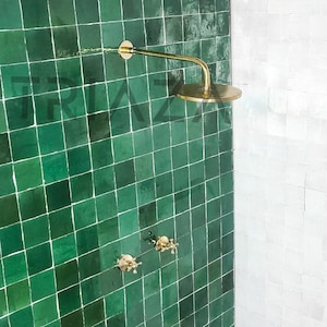 Ducha de latón sin lacar, juego de ducha de latón macizo, ducha de lluvia artesanal, ducha de efecto lluvia