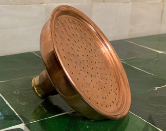 Cabezal de ducha de techo de cobre y latón macizo sin lacar, cabezal de ducha de lluvia de cobre puro Vintage, funciona al aire libre