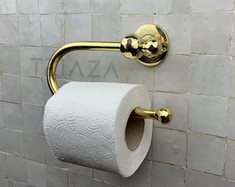 Unlacquered Brass Toilet Paper Holder, Wall-Mounted brass Roll Holder, Vintage Bathroom Accessories