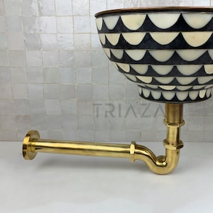 Unlacquered solid brass S trap sink drain , brass S trap , Tube s trap , sink waste trap , bathroom s trap sink , bathroom sink drain