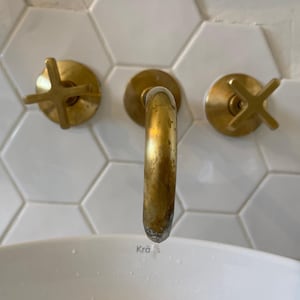 bathtub faucet , tub filler , Unlacquered brass wall mounted tub filler , tub filler with rough in valve