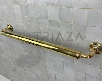 Toallero colgante de latón macizo sin lacar, toallero de latón, toallero hecho a mano, toallero, toallero de latón, toallero de latón para baño