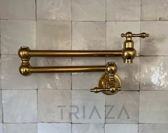 Unlacquered brass Pot filler, brass kitchen faucet, kitchen Pot filler , stove pot filler , wall mount pot filler