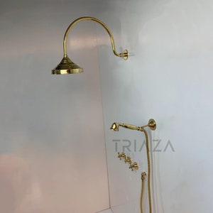 Chuveiro de latão maciço sem laca, Chuveiro de latão, Sistema de chuveiro, Conjunto de sistema de chuveiro, Chuveiro de chuva, Banheiro principal, Chuveiro de mão, Chuveiro