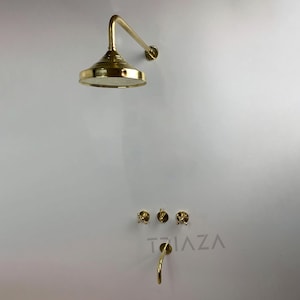 Unlacquered Solid brass shower system , shower hand , shower , master bathroom , Rain shower , shower system set , shower , brass shower