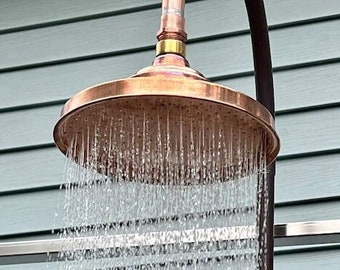 Unlacquered copper showerhead , Rain shower head , showerhead , copper showerhead , outdoor showerhead , showerhead , copper shower head