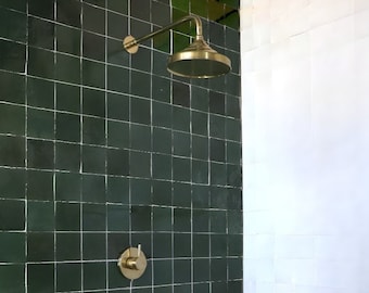 Vintage Unlacquered Brass Shower System, Rain Shower Head, customized shower arm and shower head