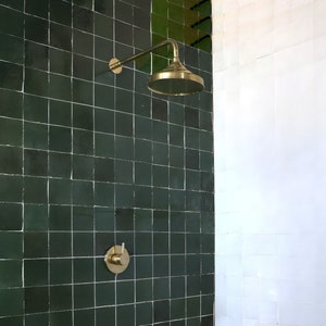 Vintage Unlacquered Brass Shower System, Rain Shower Head, customized shower arm and shower head