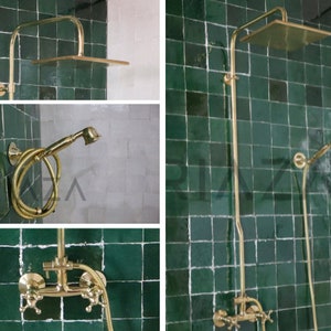 Unlacquered solid brass shower system set , shower system , brass shower system , Rain shower , shower set , shower handheld , shower head