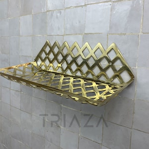 Unlacquered solid brass wall shelf , shelf for shower , brass bathroom shelf , soap holder , brass soap holder , bathroom accessories