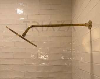 Unlacquered brass shower , solid brass shower set , handcrafted Rain shower , Rainfall shower