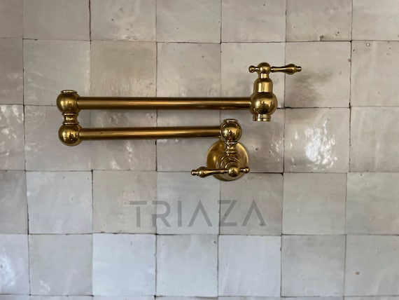 Unlacquered brass Pot filler, brass kitchen faucet, kitchen Pot filler , stove pot filler , wall mount pot filler