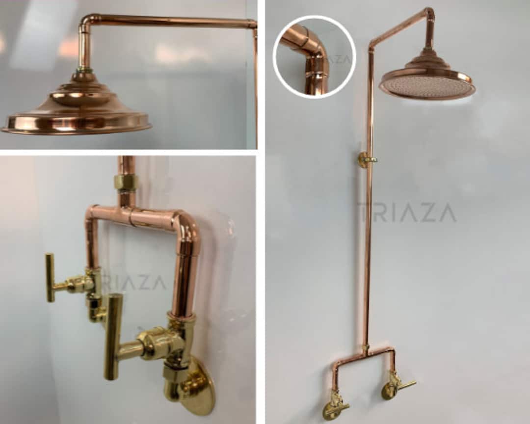 Unlacquered Solid Copper Shower , Outdoor Shower , Copper Outdoor