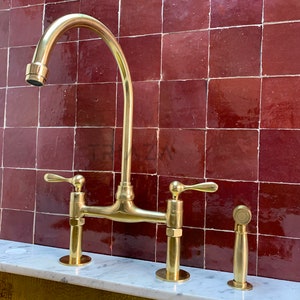 Unlacquered solid brass kitchen faucet , Brass sink faucet , Sink faucet , Kitchen sink , Brass faucet kitchen , Kitchen remodel , Kitchen