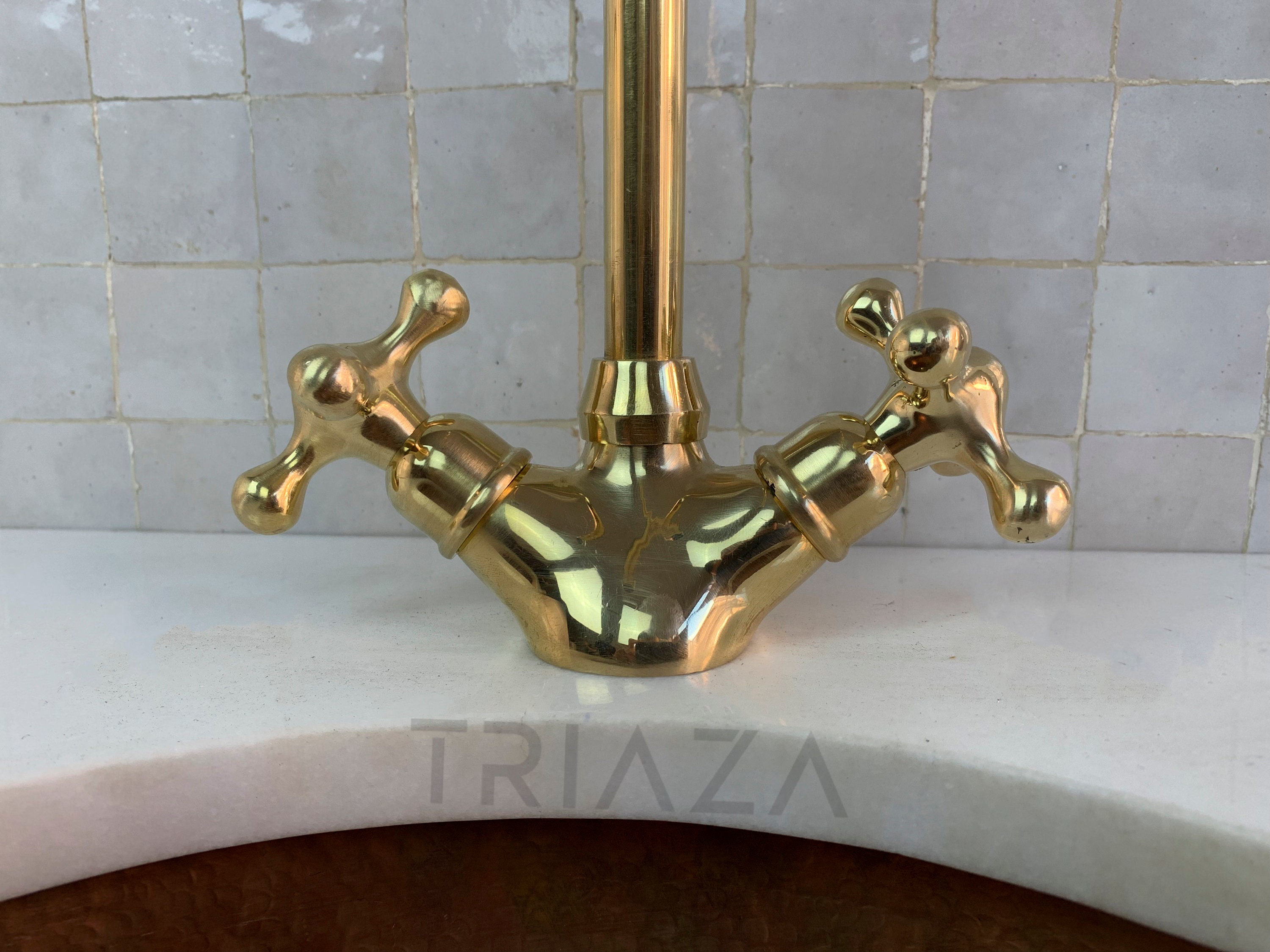 Robinet En Laiton Non Laqué, Deux Poignées, Pour Lavabo De Salle De Bain – Design Cascade, Neuf Avec Garantie 5 Ans