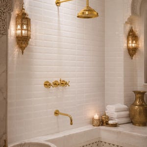 Système de douche en laiton massif non laqué avec remplissage de baignoire
