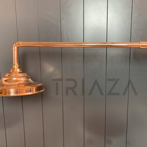 Unlacquered Copper shower arm extension , copper shower , copper arm , Rain shower head , Showerhead ,  copper showerhead , outdoor shower ,
