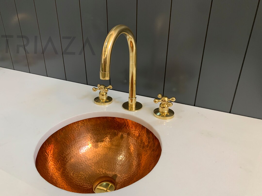 Unlacquered Solid Brass Bathroom Vanity 3 Holes Faucet Deck Etsy