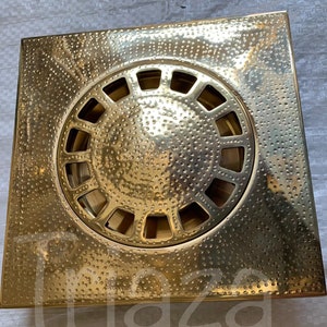 brass floor drain unlacquered solid brass Hammered floor drain raw brass shower drain