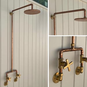 Unlacquered Solid copper shower , outdoor shower , copper outdoor shower , copper shower , copper showerhead , copper shower head , copper