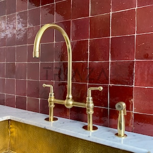 Unlacquered Solid brass kitchen sink faucet , brass kitchen faucet , kitchen faucet , bridge faucet , brass faucet , sink faucet , sink ,