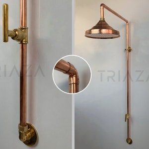 Unlacquered solid copper shower , outdoor shower , copper outdoor shower , copper shower , copper shower head , copper , outdoor shower ,