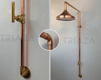 Unlacquered solid copper shower , outdoor shower , copper outdoor shower , copper shower , copper shower head , copper , outdoor shower ,